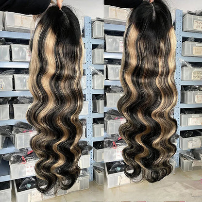 Highlight 1b/27 Body Wave Hair 13X4 Lace Frontal Human Hair Wig Transparent Lace