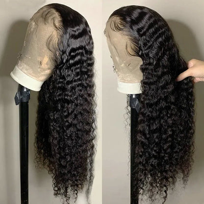 Deep Wave 13X4 Lace Frontal Unit 10A Virgin Human Hair Wig Transparent Lace