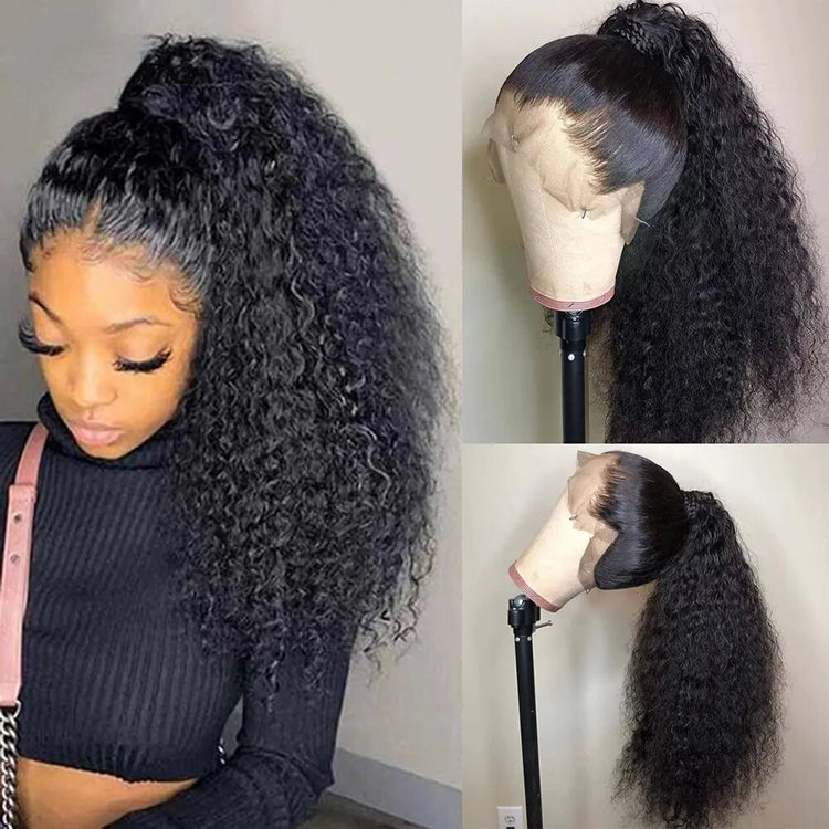 Kinky Curly hair 360 Lace wig Pre-Plucked Transparent Lace Long Wig 100% Human Hair