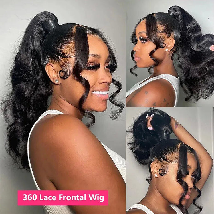 Body Wave hair 360 Lace wig Pre-Plucked Transparent Lace Long Wig 100% Human Hair