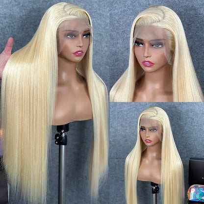 613 Straight Hair 13X4 Lace Frontal Unit Light Blonde Straight Hair Wig 180% Density