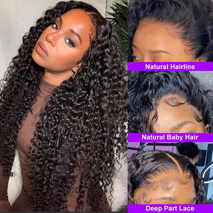 Deep Wave HD 13X6 Lace Frontal Wig Nature Hairline 100% Human Hair