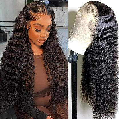 Deep Wave 13X4 Lace Frontal Unit 10A Virgin Human Hair Wig Transparent Lace