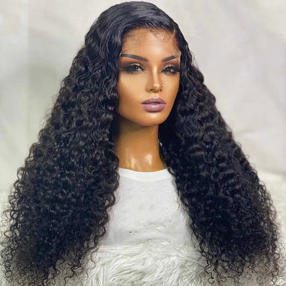 Kinky Curly hair 360 Lace wig Pre-Plucked Transparent Lace Long Wig 100% Human Hair