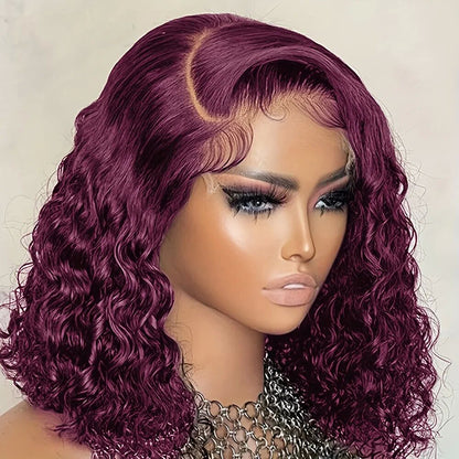 99j Jerry Curly Bob Transparent Lace Front Wig Nature Hairline 100% Human Hair