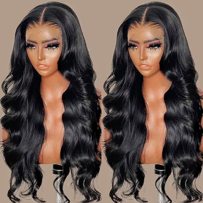 Lidemei Body Wave 13*4 Transparent Lace Frontal Wig Unprocessed Virgin Human Hair Natural Black