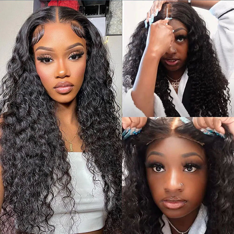 Deep Wave Wear and Go Wig Glueless HD Lace Closure Wig Pre-cut Lace Wig