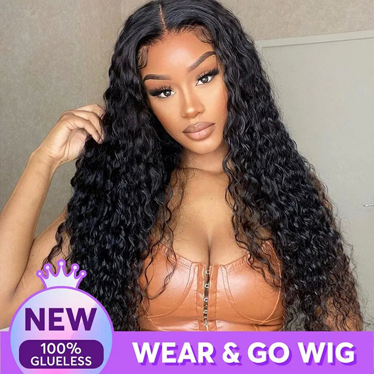 Deep Wave Wear and Go Wig Glueless HD Lace Closure Wig Pre-cut Lace Wig