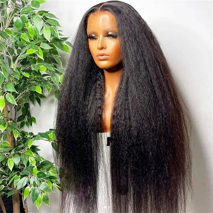 Kinky Straight 13X4 Lace Frontal Unit 10A Virgin Human Hair Wig Transparent Lace