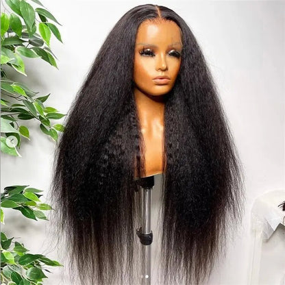 Kinky Straight 13X4 Lace Frontal Unit 10A Virgin Human Hair Wig Transparent Lace