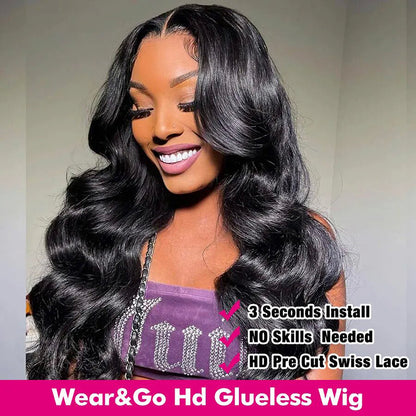 Body Wave Ready To Go Glueless HD Lace Closure Wig Undetectable Pre Cut Lace Wig Beginner Friendly