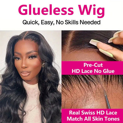 Body Wave Ready To Go Glueless HD Lace Closure Wig Undetectable Pre Cut Lace Wig Beginner Friendly