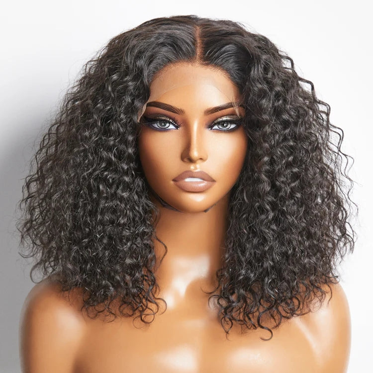 Jerry Curly 4X4 Transparent Lace Closure Bob Wig 100% Human Hair