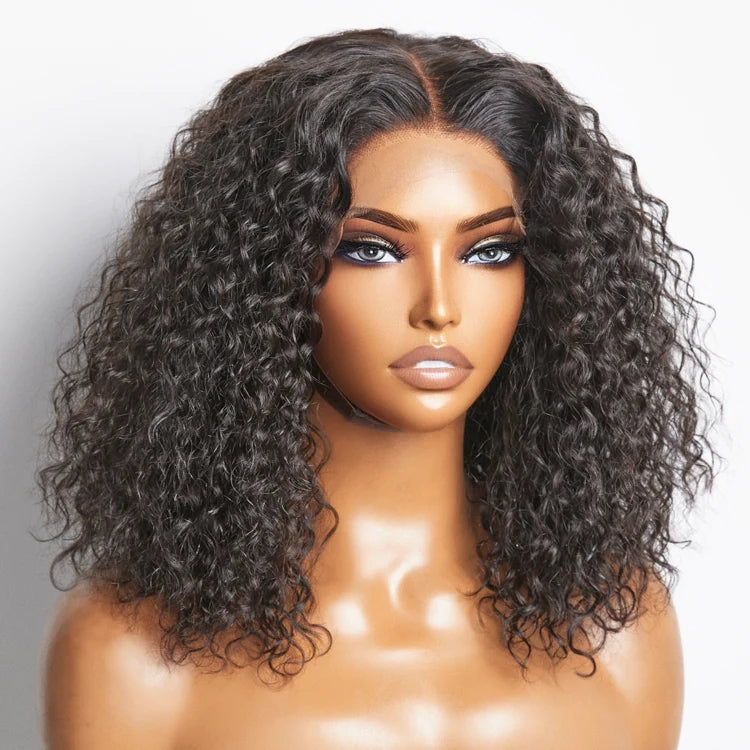 Jerry Curly 4X4 Transparent Lace Closure Bob Wig 100% Human Hair