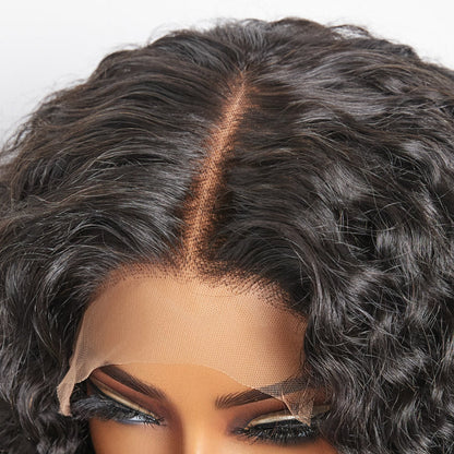 Jerry Curly 4X4 Transparent Lace Closure Bob Wig 100% Human Hair