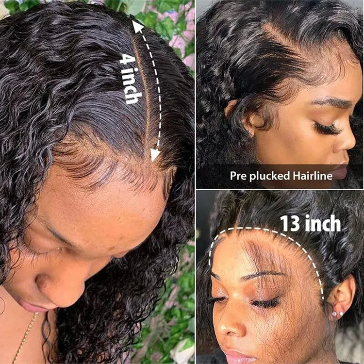 Jerry Curly Bob 13X4 Transparent Lace Frontal Wig Nature Hairline 100% Human Hair