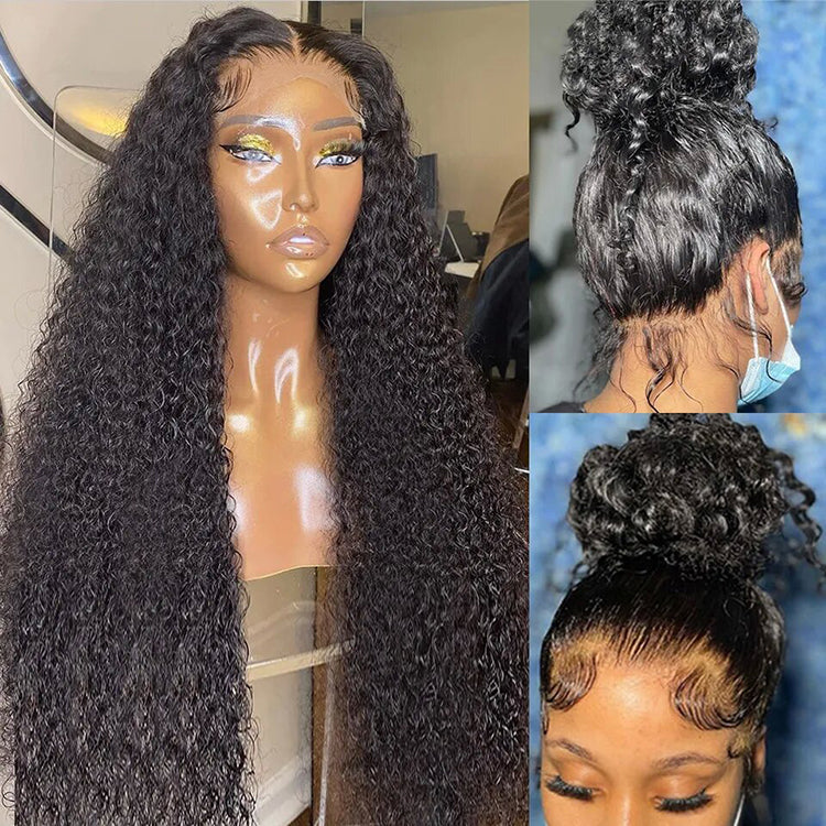 Jerry Curly hair 360 Lace wig Pre-Plucked Transparent Lace Long Wig 100% Human Hair