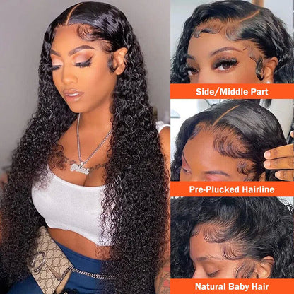 Jerry Curly 13X4 Lace Frontal Unit 100% Virgin Human Hair Wig Transparent Lace