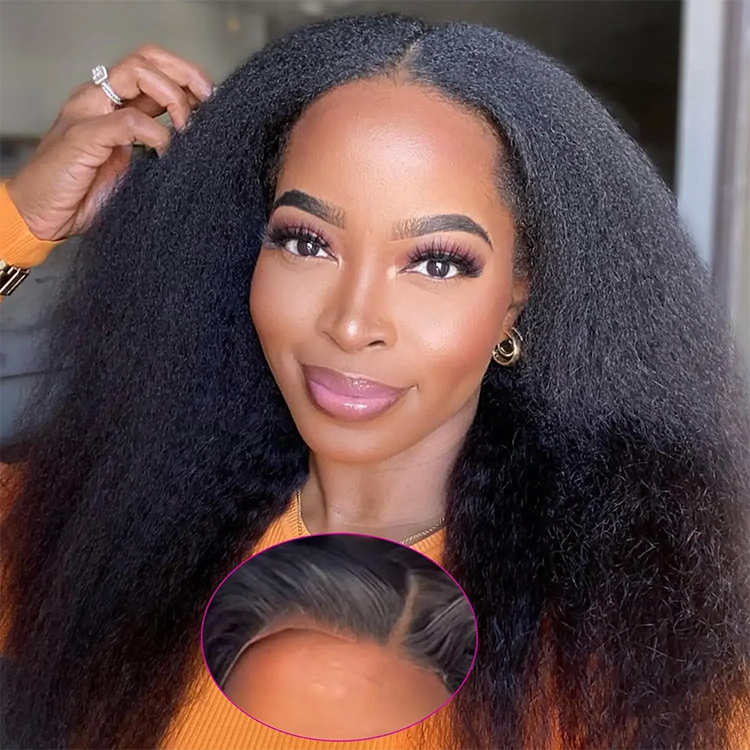 Kinky Straight Ready to Go Wig Glueless HD Lace Closure Wig Pre-cut Lace Wig