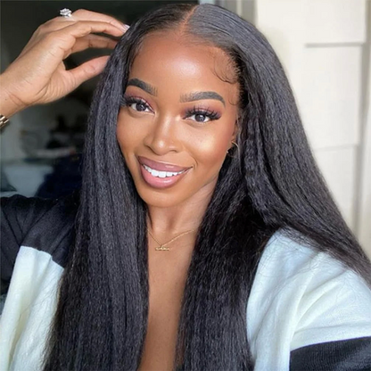 Kinky Straight Ready to Go Wig Glueless HD Lace Closure Wig Pre-cut Lace Wig