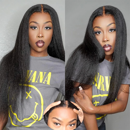 Kinky Straight Ready to Go Wig Glueless HD Lace Closure Wig Pre-cut Lace Wig