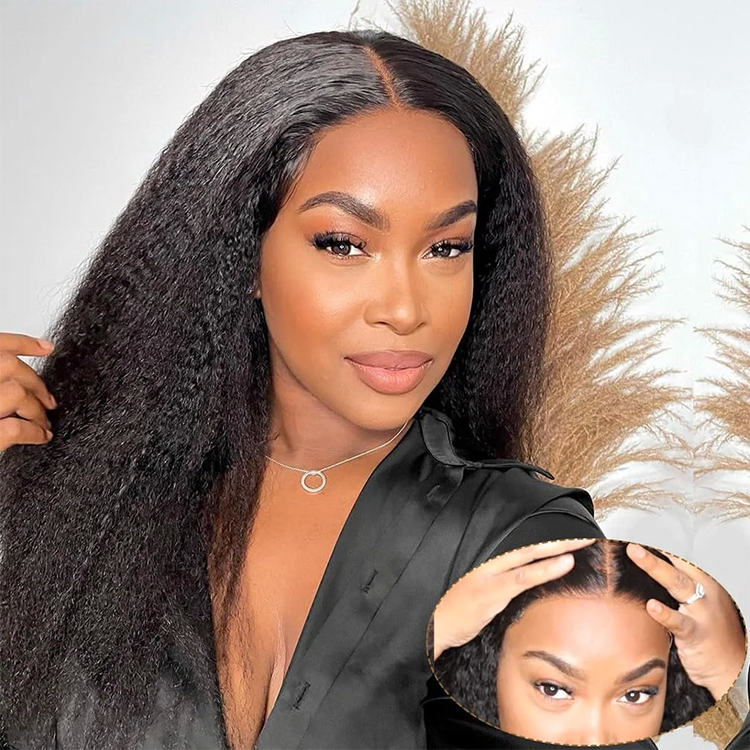 Kinky Straight Ready to Go Wig Glueless HD Lace Closure Wig Pre-cut Lace Wig