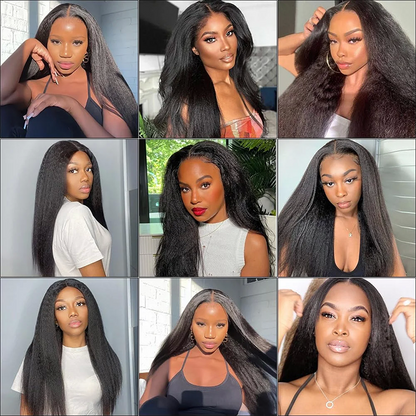 Kinky Straight Ready to Go Wig Glueless HD Lace Closure Wig Pre-cut Lace Wig