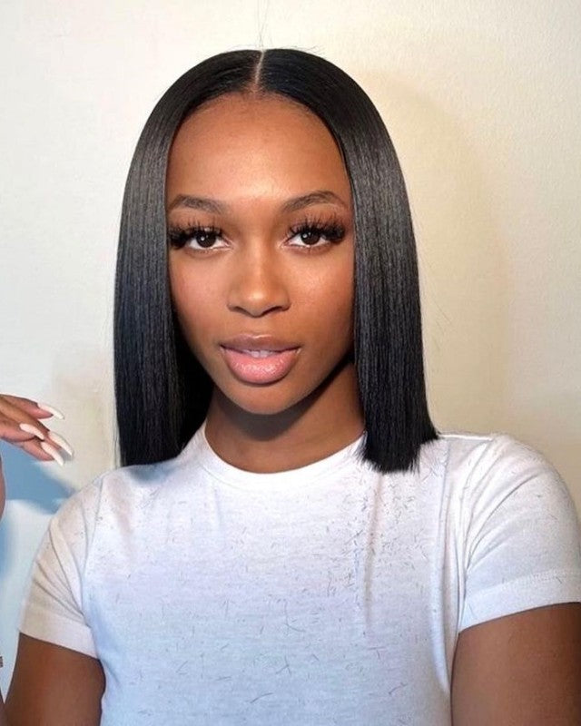 Straight Hair 4X4 Transparent Lace Closure Bob Wig 100% Human Hair