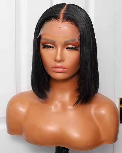 Straight Hair 4X4 Transparent Lace Closure Bob Wig 100% Human Hair