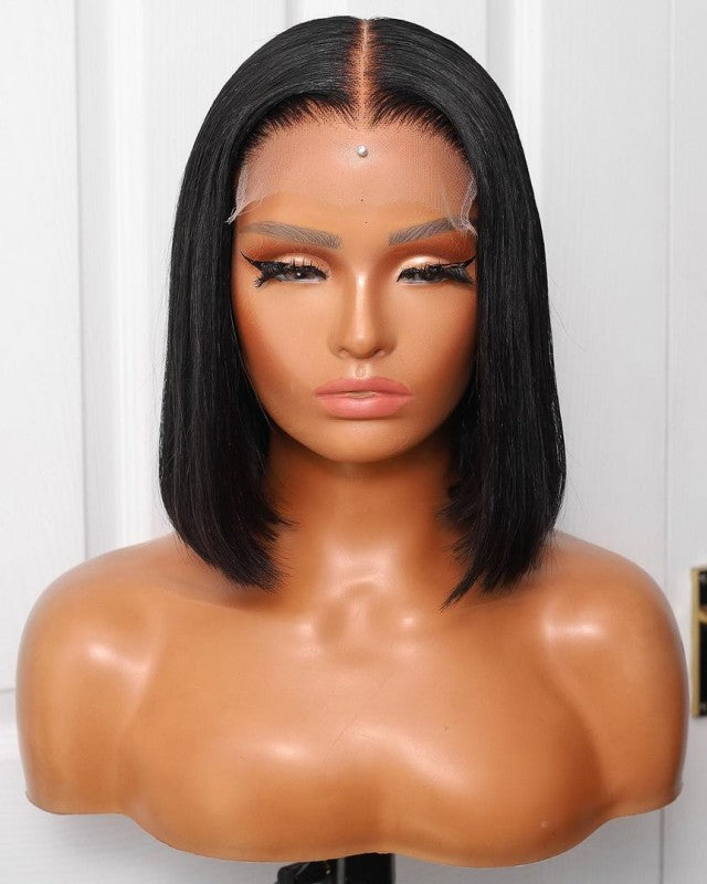 Straight Hair 4X4 Transparent Lace Closure Bob Wig 100% Human Hair