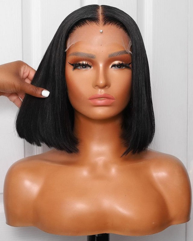 Straight Hair 4X4 Transparent Lace Closure Bob Wig 100% Human Hair