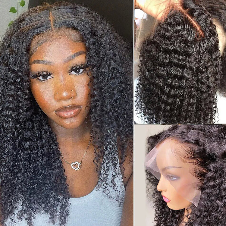 Deep Wave Bob 13X4 Transparent Lace Frontal Wig Nature Hairline 100% Human Hair