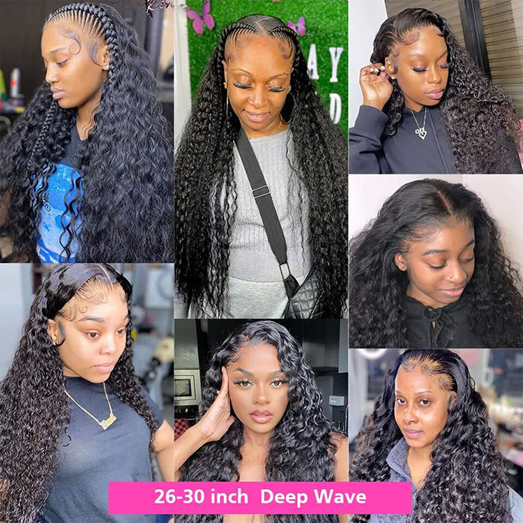 Deep Wave HD 13X6 Lace Frontal Wig Nature Hairline 100% Human Hair