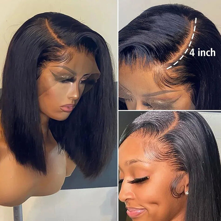 Straight Hair Bob 13X4 Transparent Lace Frontal Wig 100% Human Hair