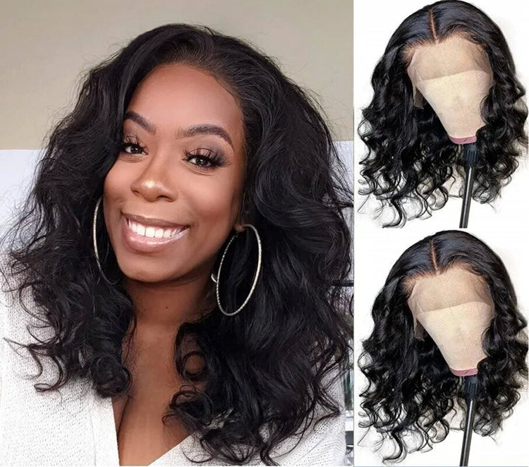 Loose Body Wave Bob 13X4 Transparent Lace Frontal Wig 100% Human Hair