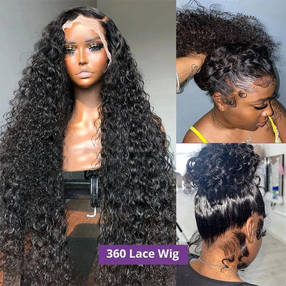 Kinky Curly hair 360 Lace wig Pre-Plucked Transparent Lace Long Wig 100% Human Hair