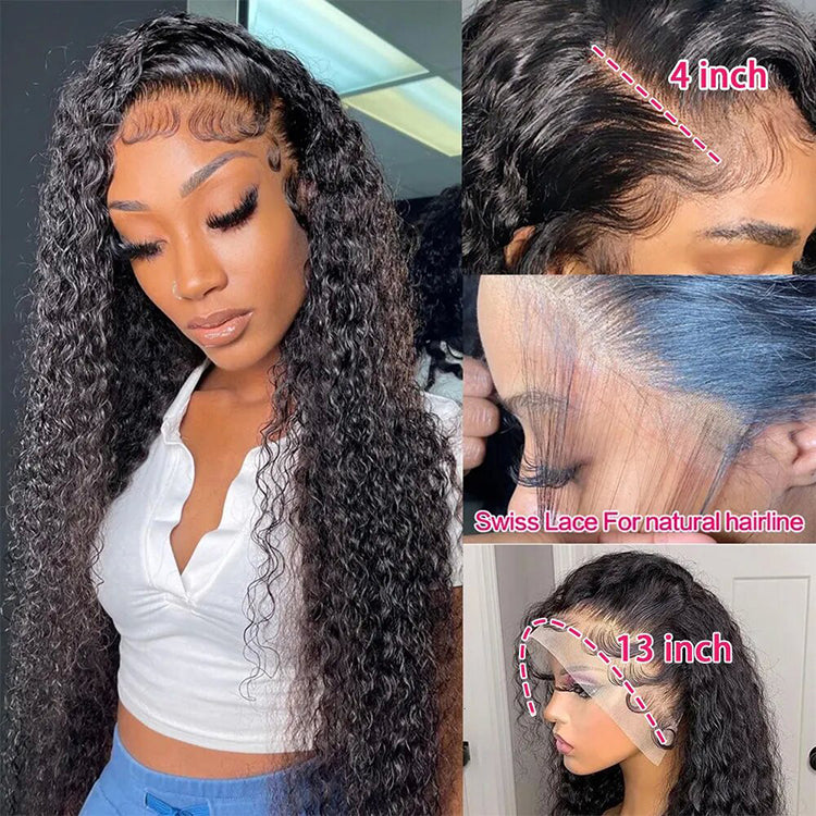 Deep Wave 13X4 Lace Frontal Unit 10A Virgin Human Hair Wig Transparent Lace