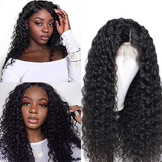 Deep Wave Hair 4X4 Lace Closure Unit Virgin Human Hair Wigs Transparent Lace