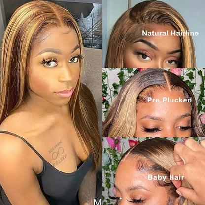 Highlight 4/27 Straight Hair 13X4 Lace Frontal Unit