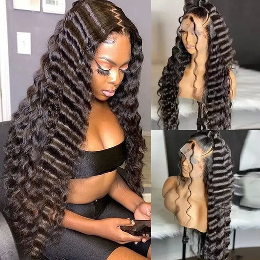 Loose Deep Wave 13X4 Lace Frontal Unit 10A Virgin Human Hair Wig Transparent Lace