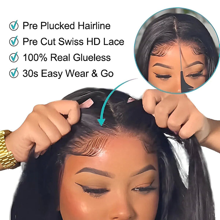 Straight Wear and Go Wig Glueless HD Lace Closure Wig Pre-cut Lace Wig