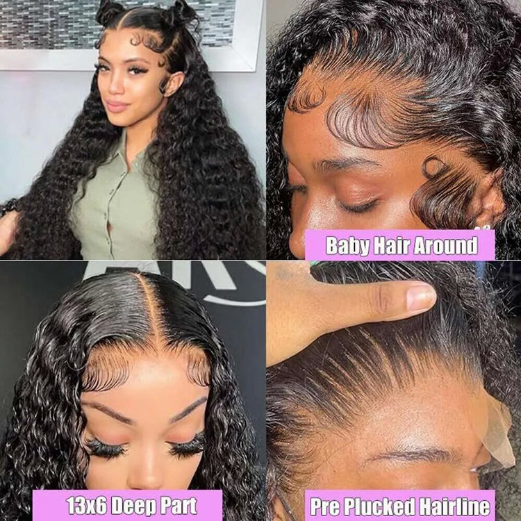 Water Wave 13x6 Lace Front Wig 10A Grade Virgin Human Hair Wig Transparent Lace