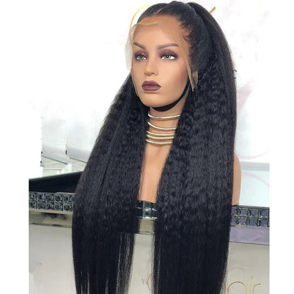 Yaki Kinky Straight hair 360 Lace wig Pre-Plucked Transparent Lace Long Wig 100% Human Hair