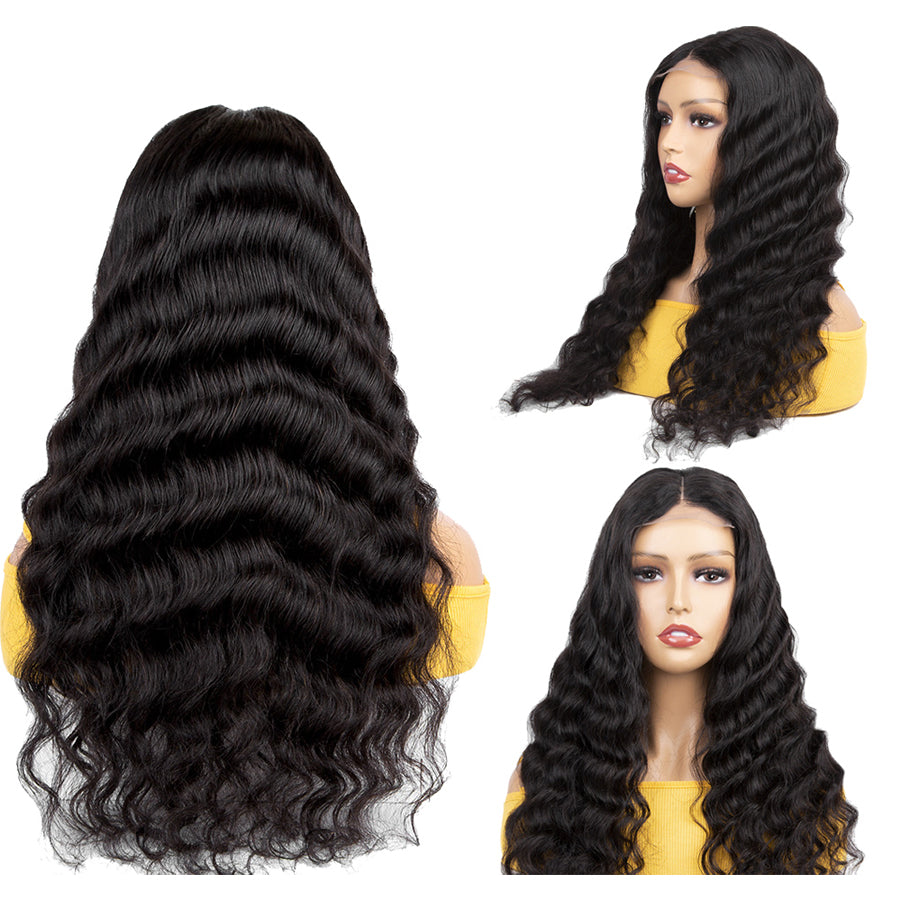 Loose Deep Wave 4x4 Lace Closure Wig Virgin Remy Human Hair Petalwigs