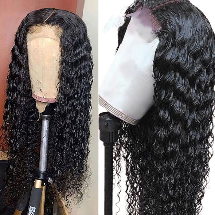 Water Wave Hair 4X4 Lace Closure Unit Virgin Human Hair Wigs Transparent Lace