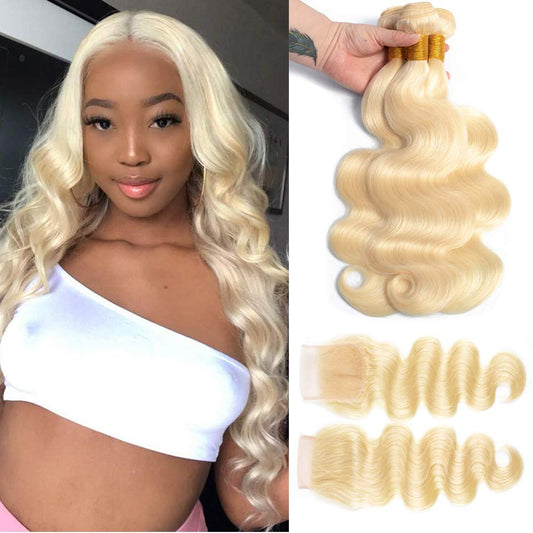 613 Body Wave 3 Bundles with 4X4 Lace Closure Can Make Into Wig for you