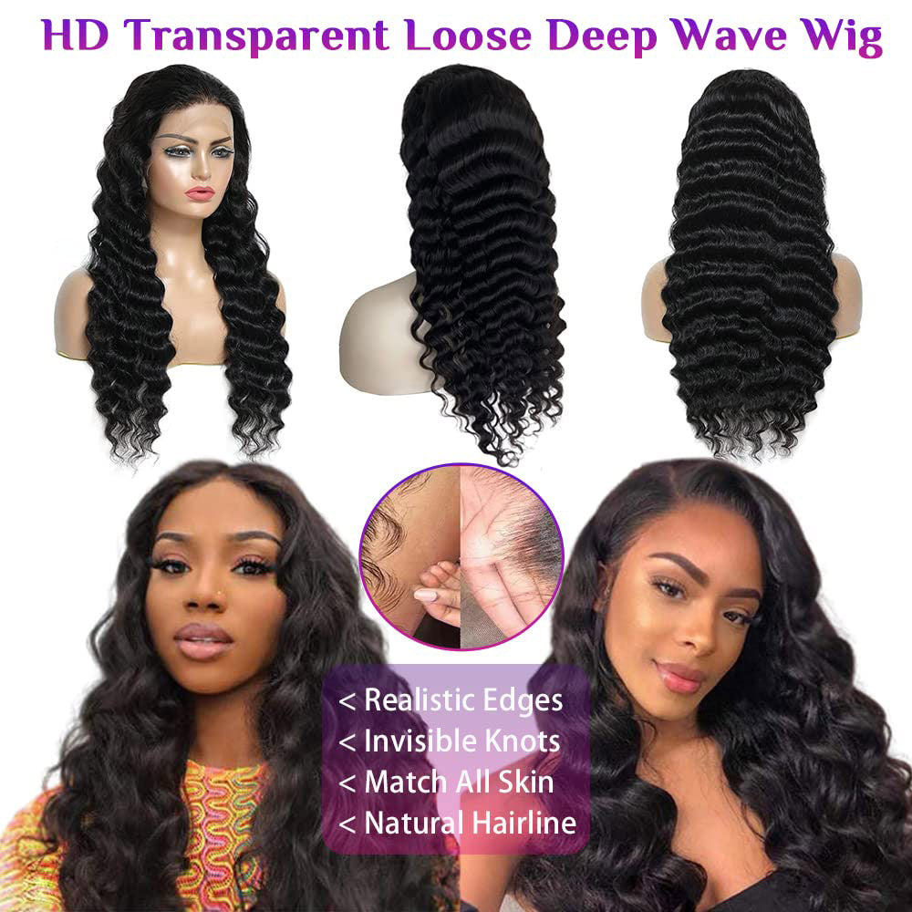 Loose Deep Wave 4X4 Lace Closure Unit Virgin Human Hair Wig Transparent Lace