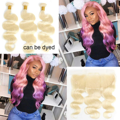 613 Body Wave 3 Bundles with 13X4 Lace Frontal Can Make Into Wig for you