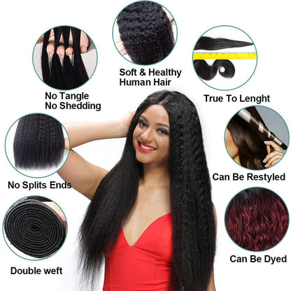 Kinky Straight Virgin Hair Bundles Deal 10A Virgin Human Hair