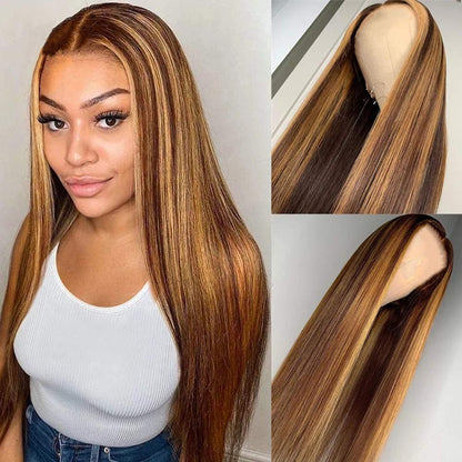 Highlight 4/27 Straight Hair 13X4 Lace Frontal Unit